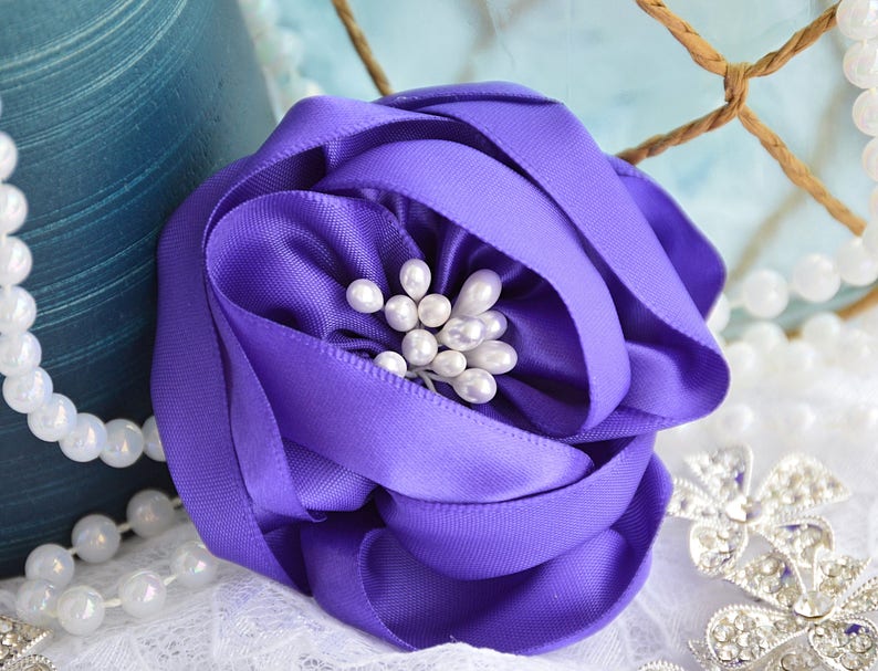 Ribbon Flowers Satin Roses Purple Satin Ribbon Flowers 25 Colors 3 Satin Fabric Flowers Satin Flower Ribbon Roses