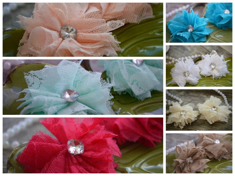 Hot Pink Lace Flower Ballerina Lace Flower Fabric Flowers 3 Lace Fabric Flower Set of 2 Lace Flower Lace Flowers Fabric Flower