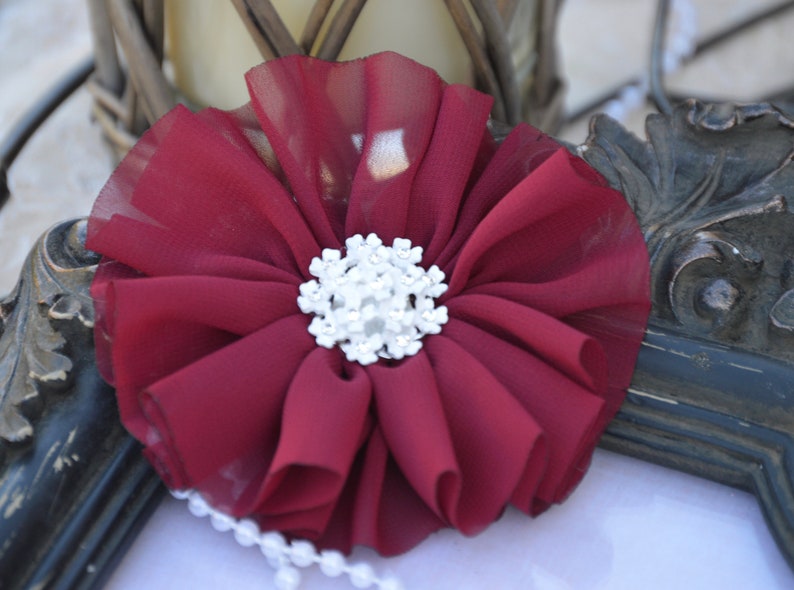 Ballerina Flower Chiffon Flower 3.5 Chiffon Flowers Ballerina Chiffon Flower Scarlet Burgundy Chiffon Flowers Chiffon Ruffle Flower