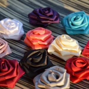Satin Roses, 2 Satin Rosettes, White Satin Rolled Rosettes, Fabric ...