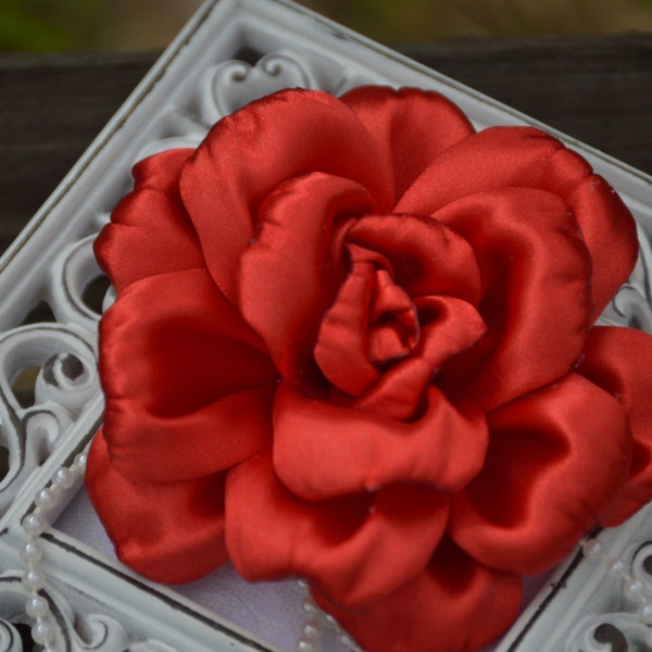 Satin Fabric Flowers, 4" Satin Fabric Flowers, Satin Roses, Satin Rose, Red Satin Flowers, Satin Fabric Roses, 4" Fabric Roses