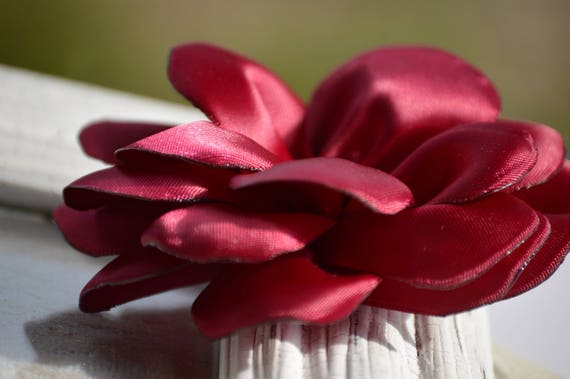 Cinnamon Red Satin Ribbon Flowers, 4 Satin Fabric Flowers, Satin Flowers,  Ribbon Flowers, Red Fabric Flowers, Ribbon Flower 35 Colors H