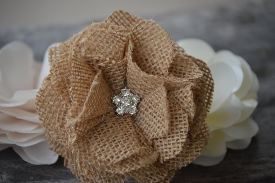 10 Burlap Fabric Flower 3 Burlap Flowers Fabric Etsy