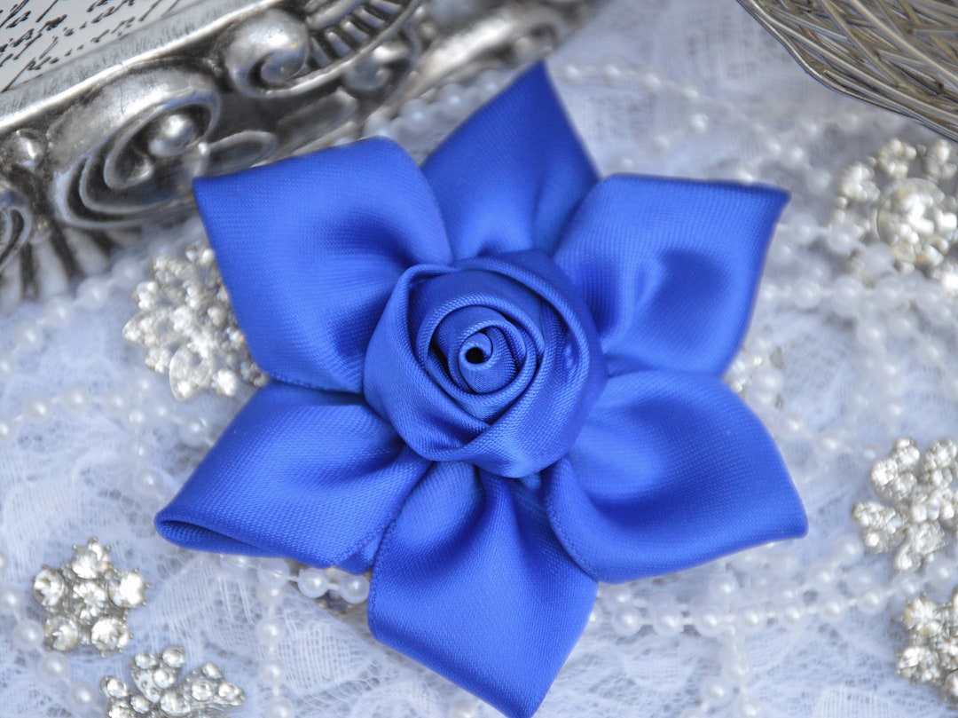 70 Colors Combination, Royal Blue Satin Ribbon Flowers, 3 Satin Fabric