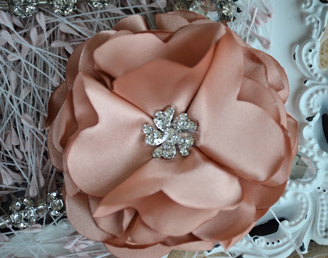 Rose Gold Fabric Flower, 3 Fabric Flowers, Fabric Flowers, Satin