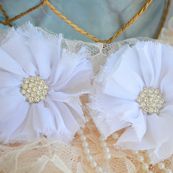 3" Chiffon Flowers, Frayed Chiffon Flowers, White Chiffon Flower, Ballerina Flower, Chiffon Ruffle Flower, Ballerina Chiffon Flower