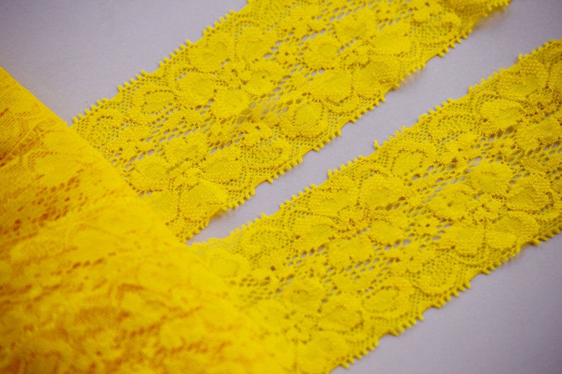 Yellow Lace Elastic Lace Trim Lace Stretch Elastic Etsy