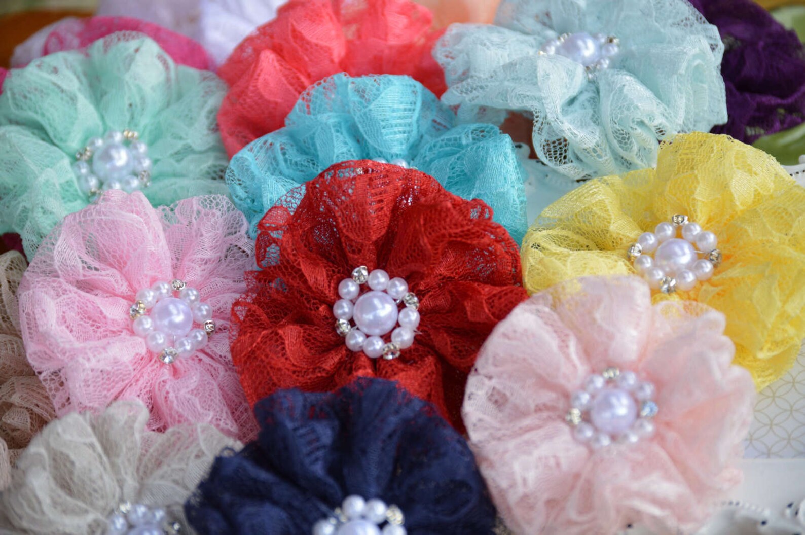 Pink Lace Flower Fabric Flower Lace Flower 3 Lace Etsy