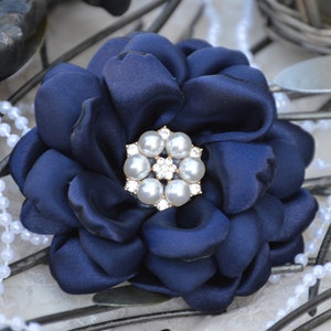 Navy Blue Satin Flowers, 3 1/2" Satin Fabric Flowers, Burned Edges Fabric Flowers, Satin Flower, Satin Fabric Flower, Ruffle Roses