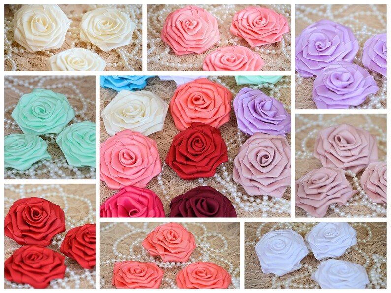Satin Ribbon Rosettes 2 Satin Rosettes Single Face Satin Ribbon Purple Satin Roses Lavender Satin Rolled Rosettes Satin Rolled Roses