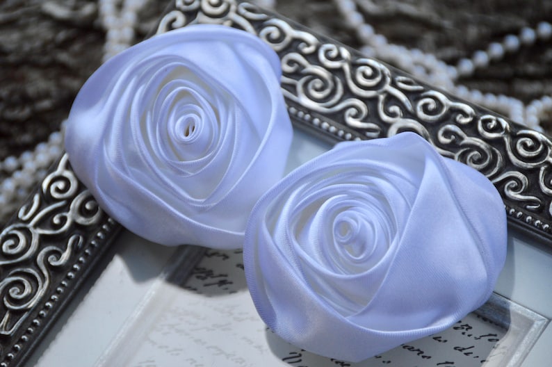 Rolled Satin Roses Satin Roses Rolled Rosettes 3 XLarge Satin Fabric Roses White Satin Rolled Rosettes Satin Flowers