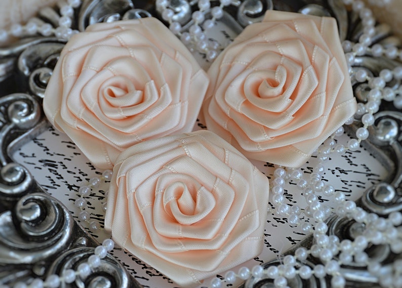 Satin Ribbon Rosettes 2 Satin Rosettes Satin Rolled Roses Double Face Satin Ribbon Nude Satin Rolled Rosettes Nude Satin Roses