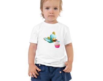 Camiseta de cumpleaños para niños pequeños • Algodón suave y apto para personas con sensibilidad sensorial • Estampado de cupcake