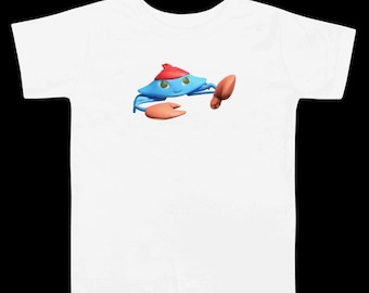 Camiseta infantil de cangrejo con sombrero rojo – Camiseta con personaje de animal marino, tallas para niños pequeños y jóvenes.