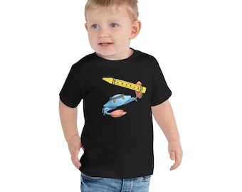 Camiseta infantil de cangrejo ninja • Camiseta de algodón suave para niños, estampado de crayón amarillo