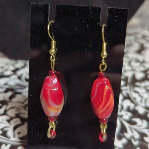 Red & Gold Colored Dangle Earrings