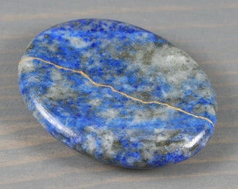 Kintsugi repaired lapis lazuli worry stone