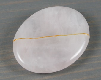 Kintsugi repaired rose quartz worry stone