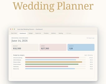 Wedding Planner Spreadsheet Google Sheets | Complete Wedding Planning Template | Budget Guest List Vendor Tracker | Instant Download