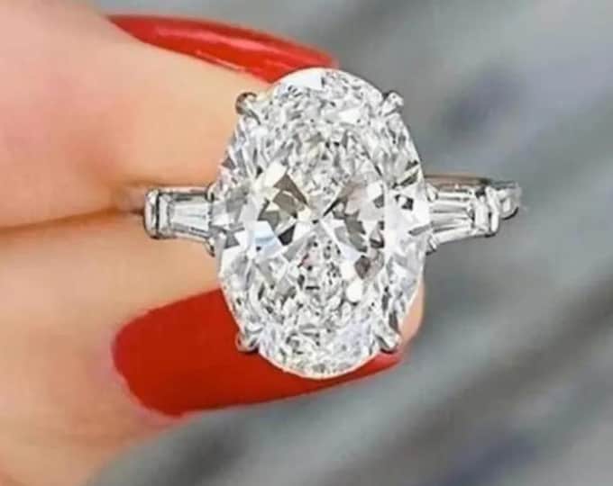 Oval Cut Moissanite Engagement Ring, 14K Gold Vintage Inspired Wedding Ring,Three Stone Anniversary Ring, Bridal Promise Gift For Her