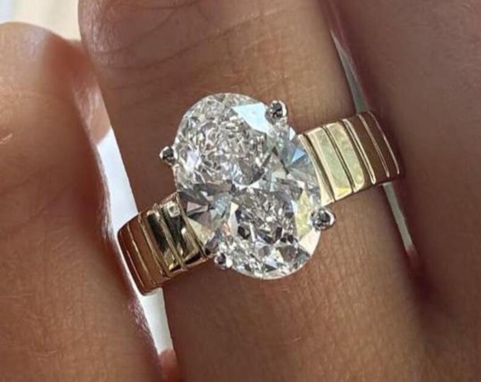 0.25 to 2.0 CT Oval Cut Lab Grown Diamond Wedding Ring, Solitaire Engagement Ring, Conflict Free Diamond Ring, Rose/White/Yellow Gold Ring