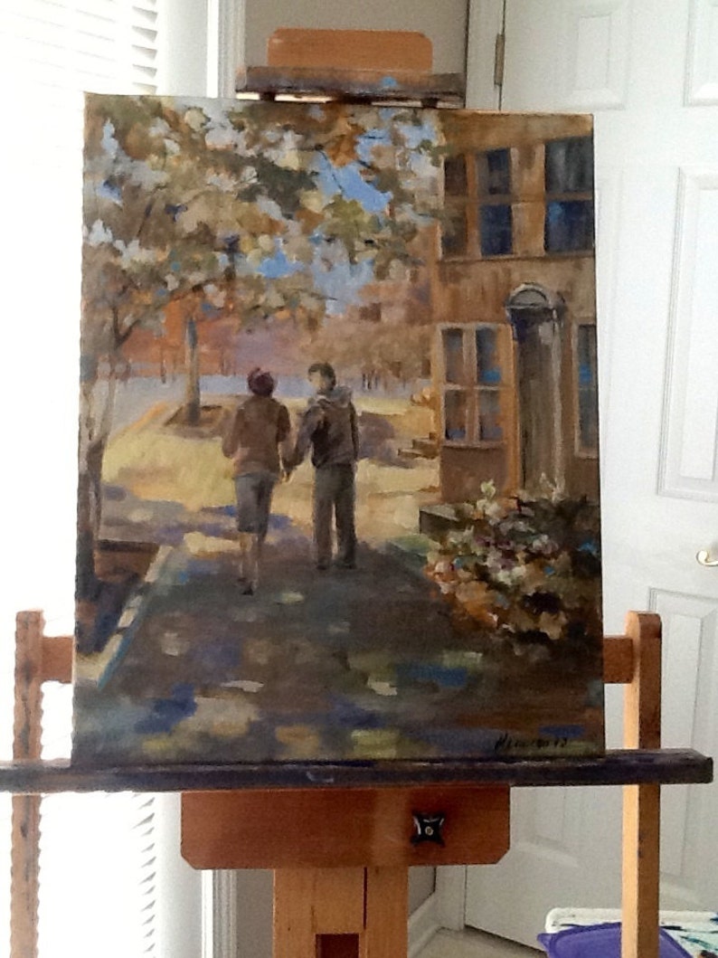 Oil painting Louisville Kentucky sidewalk scene figures Etsy