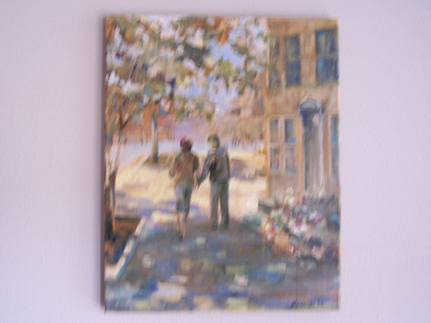 Oil painting Louisville Kentucky sidewalk scene figures Etsy