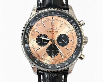 Breitling Navitimer B01-stijl luchtvaarthorloge 46 mm stalen kast zwarte leren band chronometer