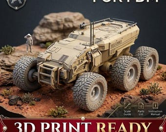 Sci-Fi-Rover 3D-Druck STL, Heimatwelt inspiriert Baserunner-Datei, hochauflösende Gelenkfahrzeug digitaler Download, Tabletop-Miniatur STL