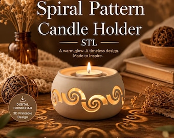 Spiralmuster Kerzenhalter STL, 3D gedruckte Kerzenhalter-Datei, modernes Wohndekor STL, Easy Print Vase-Modus-Modell, digitaler Download