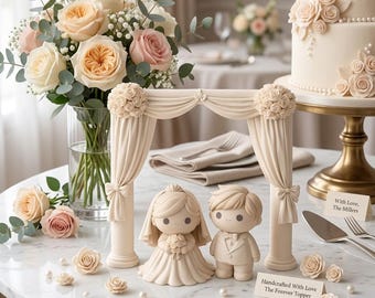 Hochzeitstorte Topper Paar V2 STL-Datei | Romantische Braut & Bräutigam Kuchen Topper | Elegantes Hochzeitsdekor 3D Print Model | Digital Download Geschenk