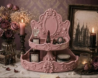 Gothic Vanity Decor Shelf STL File - Eleganter dunkler ästhetischer Organizer für Make-up, Parfüm und Raumdekor, 3D druckbare digitale Datei