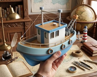 Fishing Boat 3D Model STL, Realistic Fishing Boat Ship for 3D Printing, Marine Vessel Decor Digital Download