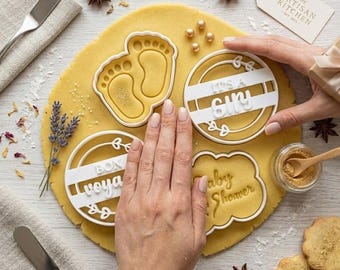 Baby-Dusche-Cookie-Designer-Bundle, 3D gedruckt Cookie Cutter Set, Baby-Flasche Rassel Strampelanzug Formen, Fondant Cutter STL-Dateien