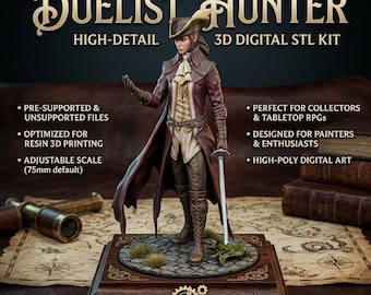 Lady Maria Bloodborn STL Datei für 3D Druck, Gothic Jägerin Figur, Dark Fantasy Sammler Modell, Digital Download STL & OBJ