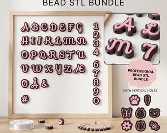 Weiche Buchstaben Alphabet Bead STL Bundle, süße Buchstaben Perlen 3D Druckdatei, personalisierte Schmuck Charm Set, sofortiger digitaler Download