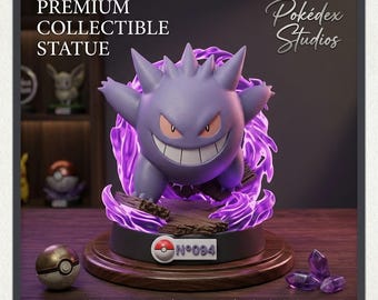 Gengar Pokemon STL Datei für 3D Druck, süße Geist Monster Figur, Anime Sammler Modell, digitaler Download STL & OBJ, Harz Druck