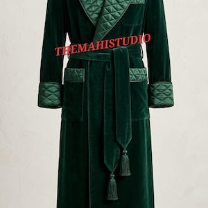 long Green smoking new arrivel coat men luxery velvet robe vintage bespok jacket