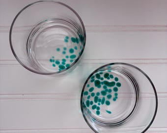Set mit 2 mundgeblasenen Konfetti-Trinkgläsern, Aqua Bubble Trinkgläser