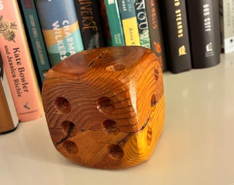 Hand carved burl wood display dice decor