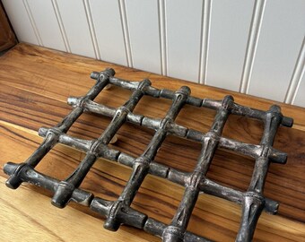 Leonard Silver Plate Midcentury Bamboo Expandable Trivet made in Italy