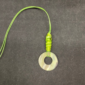 Necklace, green, lightweight, eyeglass holder, polymer clay pendant