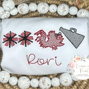 Rooster trio, garnet and black,  football  girls ruffle shirt, ruffle bubble