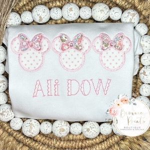 Mouse w/bow trio appliqué shirt, ruffle tshirt, ruffle romper