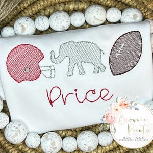 Elephant Mascot crimson and gray  Football trio Embroidered shirt, romper, bubble