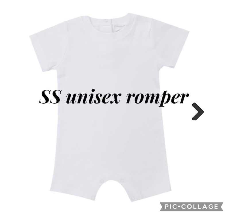Puede incluir: Romper unisex blanco de manga corta. SS unisex romper.