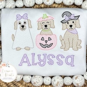 Puppy pumpkin costume trio w/bow tshirt, ruffle bubble, ruffle romper