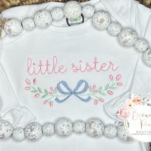Little sister shirt, gown, romper, bubble, bib, pregnancy announcement, Baby announcement