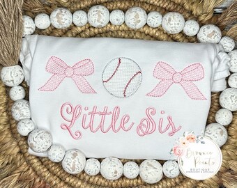 Baseball Little Sis  embroidery tshirt, romper, bubble