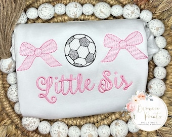 Soccer Little Sis  embroidery tshirt, romper, bubble